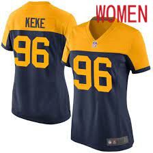 Women Green Bay Packers #96 Kingsley Keke Nike Navy Game NFL Jersey